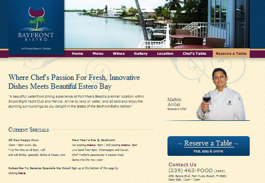 New web design - Bayfront Bistro