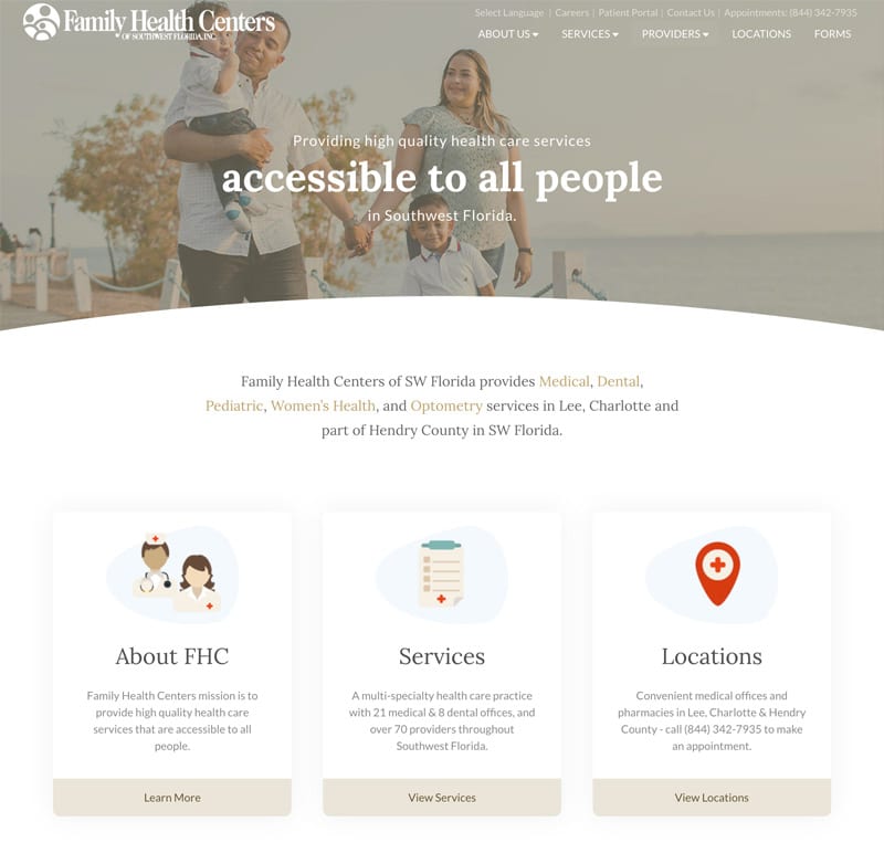 Website design for Family Health Centers of Southwest Florida